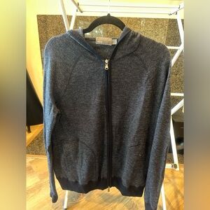 Navy Blue Zip-Up Vince Hoodie - 70% Wool 30% Cashmere